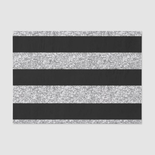 Glamour Black Stripes met Silver Glitter Gedrukt Tissuepapier (Voorkant)