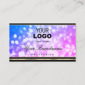 Glamour Blauw Roze Glitter Zwart Gouden Rand Logo Visitekaartje (Voorkant)