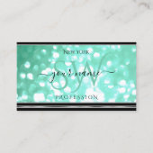 Glamour Blauwgroen Glitter Initialen Black Silver  Visitekaartje (Voorkant)