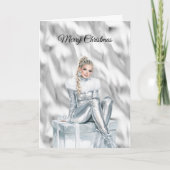 Glamour Blond Zilver Kerst Kaart (Voorkant)