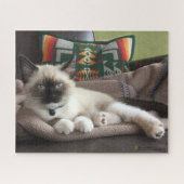 Glamour Blue Eyed Siamese Kitten Foto Legpuzzel (Horizontaal)