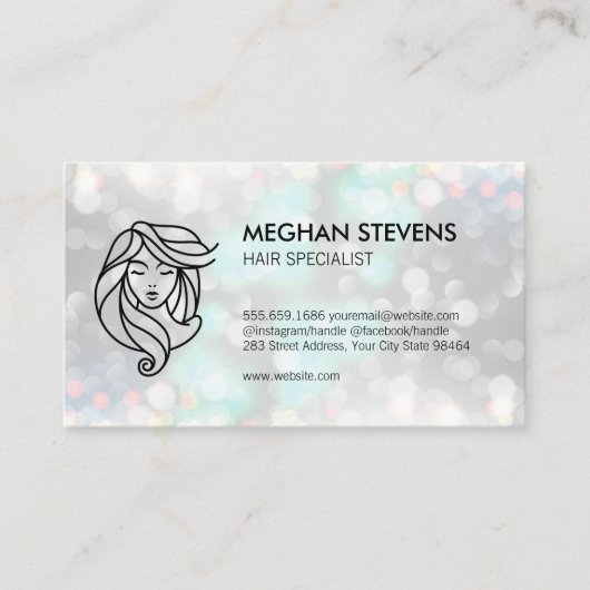 Glamour Bokeh Hair en Beauty Logo Afsprakenkaartje (Voorkant)