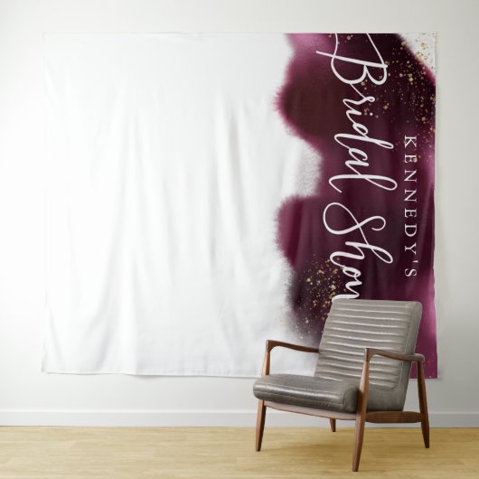 Glamour Bourgondië Gouden Glitter Bruidsdouche Ach Wandkleed (In Situ (horizontaal))