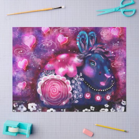 Glamour Bunny Konijn Whimsical Bloemen Decoupage Tissuepapier (Craft)