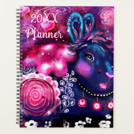 Glamour Bunny Rabbit Paarse Roze Whimsical Floral Planner