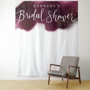 Glamour Burgundy Gouden Glitter Bruiloft Feest Ach Wandkleed