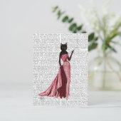 Glamour Cat in roze 2 Briefkaart (Staand voorkant)