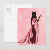 Glamour Cat in roze Briefkaart (Voorkant / Achterkant)