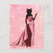 Glamour Cat in roze Briefkaart (Voorkant)
