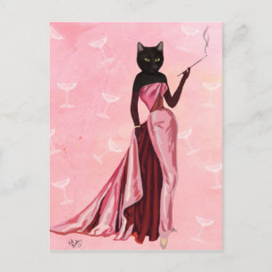 Glamour Cat in roze Briefkaart