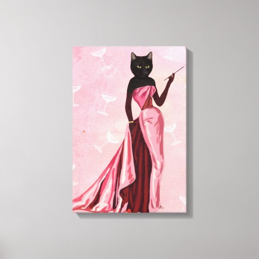Glamour Cat in roze Canvas Afdruk (Voorkant)