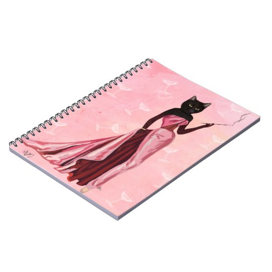 Glamour Cat in roze Notitieboek (Linkerzijde)