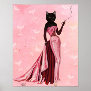 Glamour Cat in roze Poster