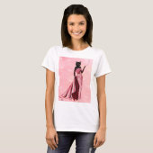Glamour Cat in roze T-shirt (Voorkant volledig)