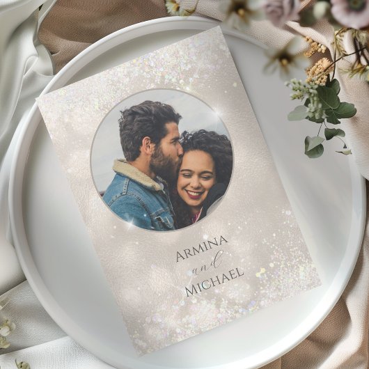 Glamour Champagne en Glitter Elegante Foto Bruilof Kaart