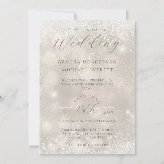 Glamour Champagne en Glitter Elegante Foto Bruilof Kaart (Voorkant)