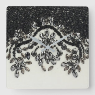 glamour chic floral white rhinestone vierkante klok