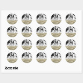 Glamour Chic Gold Faux Folie Bewaar de datum foto Ronde Sticker (Vel)