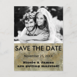 Glamour Chic Gouden Nep Folie Save The Date Foto Aankondigingskaart