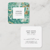 Glamour chique gouden folie turquoise marmeren wat vierkante visitekaartje (Voorkant / Achterkant)