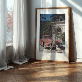  Glamour: Chique vrouw en klassieke auto Poster