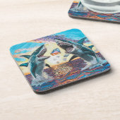 Glamour Chomp-Shark Breaking voor glanzende Parelt Bier Onderzetter (Linkerzijde)