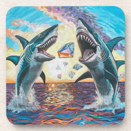 Glamour Chomp-Shark Breaking voor glanzende Parelt Bier Onderzetter