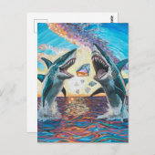 Glamour Chomp-Shark Breaking voor glanzende Parelt Briefkaart (Voorkant / Achterkant)