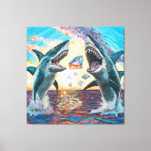 Glamour Chomp-Shark Breaking voor glanzende Parelt Canvas Afdruk (Voorkant)