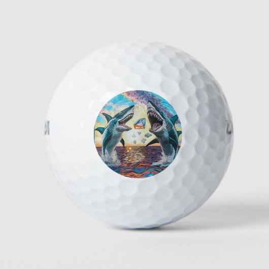 Glamour Chomp-Shark Breaking voor glanzende Parelt Golfballen (Voorkant)