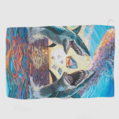 Glamour Chomp-Shark Breaking voor glanzende Parelt Golfhanddoek (Horizontaal)