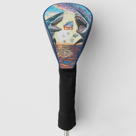 Glamour Chomp-Shark Breaking voor glanzende Parelt Golfheadcover (Voorkant)