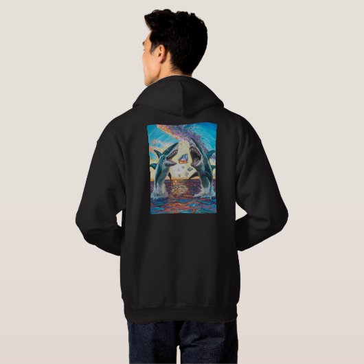 Glamour Chomp-Shark Breaking voor glanzende Parelt Hoodie (Achterkant volledig)