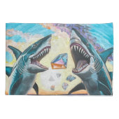 Glamour Chomp-Shark Breaking voor glanzende Parelt Kussensloop (Achterkant)