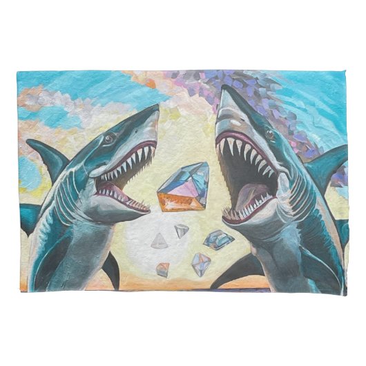 Glamour Chomp-Shark Breaking voor glanzende Parelt Kussensloop (Voorkant)