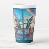 Glamour Chomp-Shark Breaking voor glanzende Parelt Latte Mok (Voorkant)