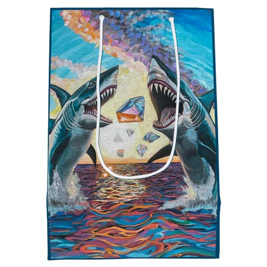 Glamour Chomp-Shark Breaking voor glanzende Parelt Medium Cadeauzakje (Achterkant)