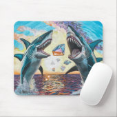 Glamour Chomp-Shark Breaking voor glanzende Parelt Muismat (Met muis)