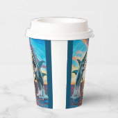 Glamour Chomp-Shark Breaking voor glanzende Parelt Papieren Bekers (Rechts)