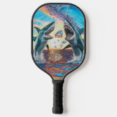 Glamour Chomp-Shark Breaking voor glanzende Parelt Pickleball Paddle (Achterkant)