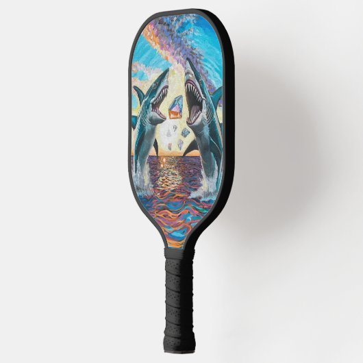 Glamour Chomp-Shark Breaking voor glanzende Parelt Pickleball Paddle (Links)