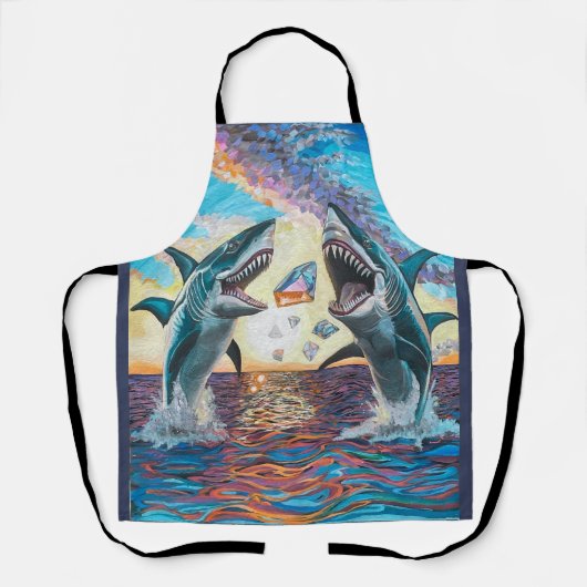 Glamour Chomp-Shark Breaking voor glanzende Parelt Schort (Voorkant)