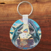 Glamour Chomp-Shark Breaking voor glanzende Parelt Sleutelhanger (Achterkant)