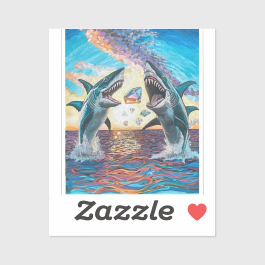 Glamour Chomp-Shark Breaking voor glanzende Parelt Sticker (Vel)