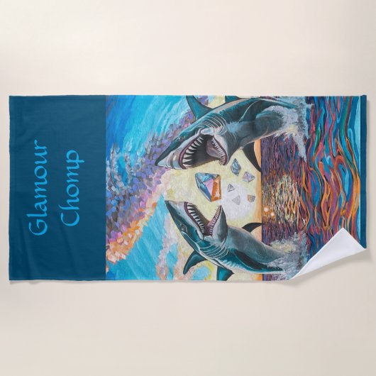 Glamour Chomp-Shark Breaking voor glanzende Parelt Strandlaken (Voorkant)