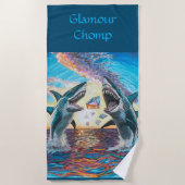 Glamour Chomp-Shark Breaking voor glanzende Parelt Strandlaken (Voorkant)