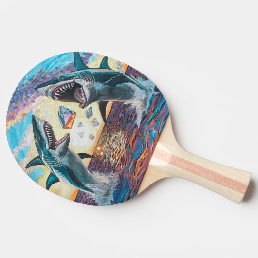 Glamour Chomp-Shark Breaking voor glanzende Parelt Tafeltennisbatje (Zijkant)