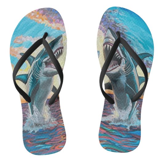 Glamour Chomp-Shark Breaking voor glanzende Parelt Teenslippers (Voetbed)