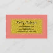 Glamour Coral Pink White Stripes Visitekaartje (Achterkant)