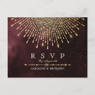 Glamour Deco Bourgondië Vintage bruiloft RSVP Uitnodiging Briefkaart